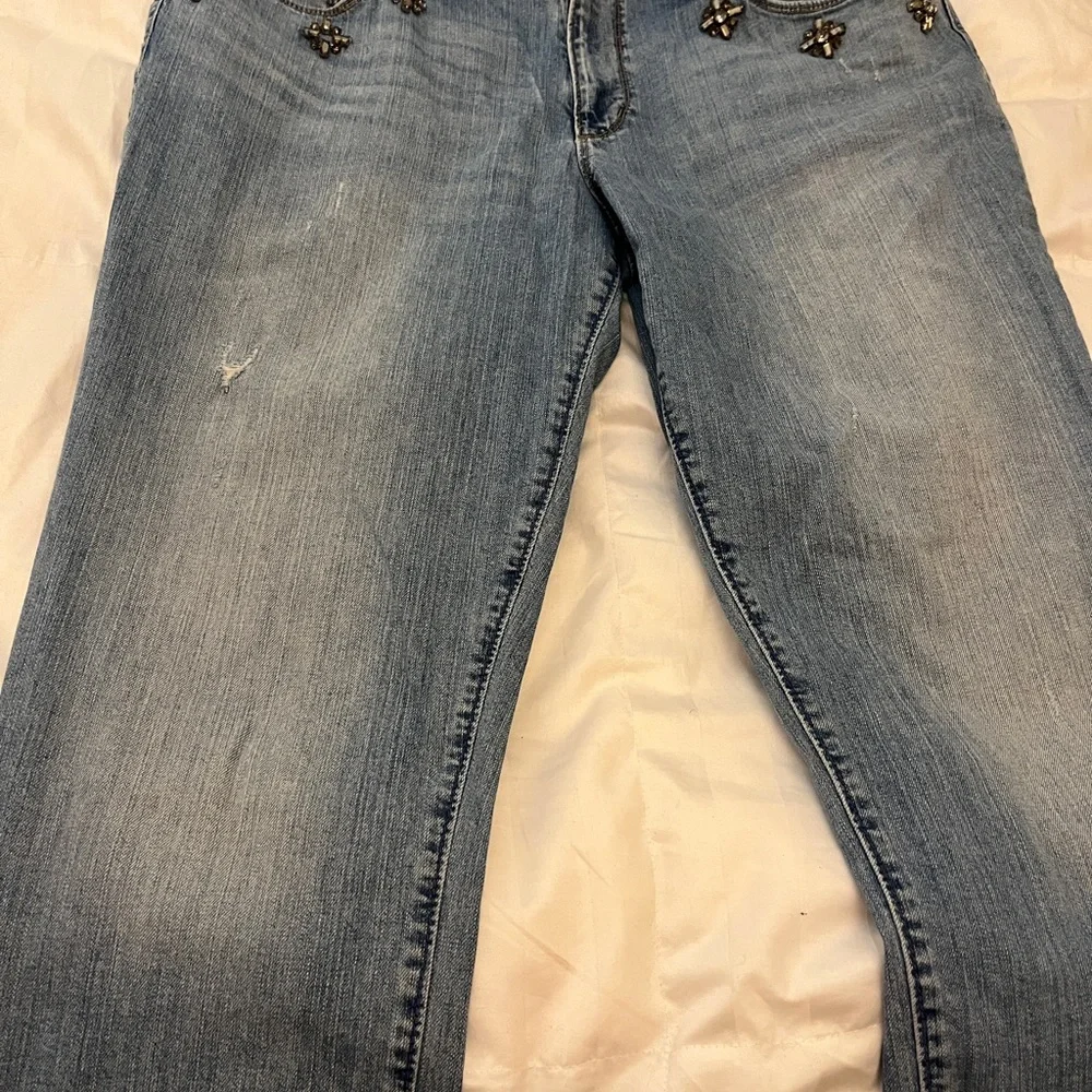 Ann Taylor Loft JEWELED Relaxed Denim Jeans Size 31/12T